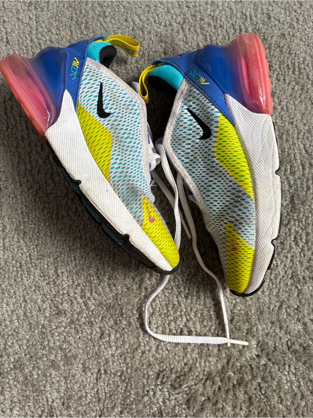 Nike Kids' Air Max 270 React Sneakers - White, Pink, Yellow, Blue